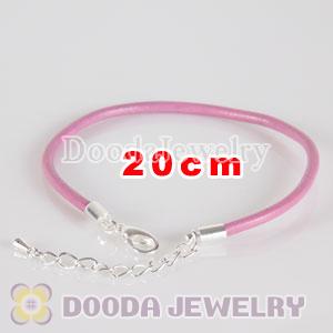 20cm pink slippy leather chain, silver plated lobster clasp with adjustable chain fit Jewelry