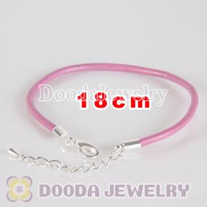 18cm pink slippy leather chain, silver plated lobster clasp with adjustable chain fit Jewelry