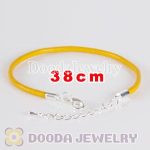 38cm yellow slippy leather chain, silver plated lobster clasp with adjustable chain fit Jewelry