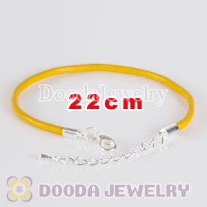 22cm yellow slippy leather chain, silver plated lobster clasp with adjustable chain fit Jewelry