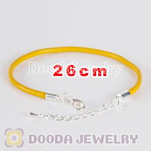 26cm yellow slippy leather chain, silver plated lobster clasp with adjustable chain fit Jewelry