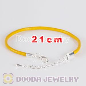 21cm yellow slippy leather chain, silver plated lobster clasp with adjustable chain fit Jewelry