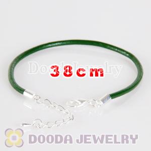 38cm green slippy leather chain, silver plated lobster clasp with adjustable chain fit Jewelry