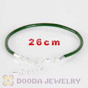 26cm green slippy leather chain, silver plated lobster clasp with adjustable chain fit Jewelry