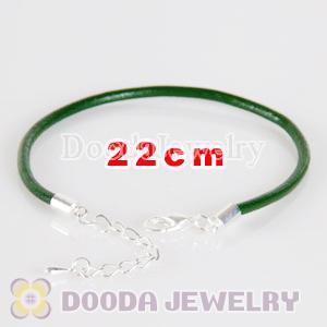 22cm green slippy leather chain, silver plated lobster clasp with adjustable chain fit Jewelry