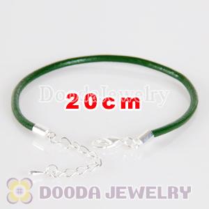 20cm green slippy leather chain, silver plated lobster clasp with adjustable chain fit Jewelry
