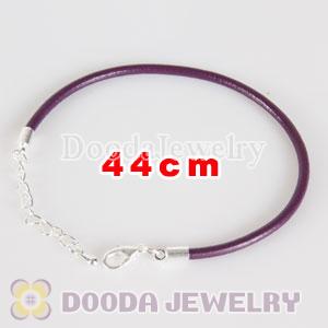 44cm purple slippy leather chain, silver plated lobster clasp with adjustable chain fit Jewelry