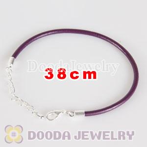 38cm purple slippy leather chain, silver plated lobster clasp with adjustable chain fit Jewelry