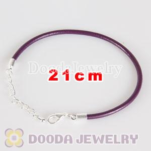 21cm purple slippy leather chain, silver plated lobster clasp with adjustable chain fit Jewelry