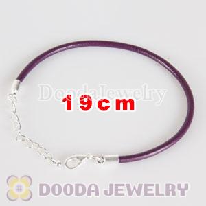 19cm purple slippy leather chain, silver plated lobster clasp with adjustable chain fit Jewelry