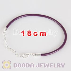 18cm purple slippy leather chain, silver plated lobster clasp with adjustable chain fit Jewelry