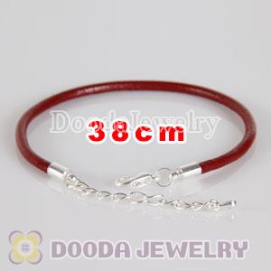 38cm red slippy leather chain, silver plated lobster clasp with adjustable chain fit Jewelry