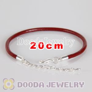 20cm red slippy leather chain, silver plated lobster clasp with adjustable chain fit Jewelry