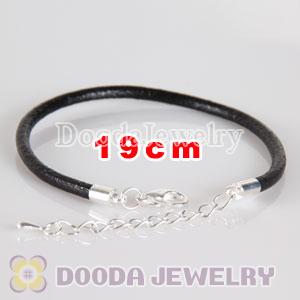 19cm slippy black leather chain, silver plated lobster clasp with adjustable chain fit Jewelry