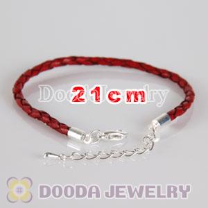 21cm braided Red leather chain, silver plated lobster clasp with adjustable chain fit Jewelry