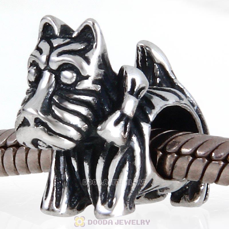 Antique 925 Sterling Silver Scottie Dog Bead and Charm