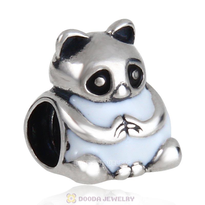 Panda White Enamel Charm 925 Sterling Silver Bead