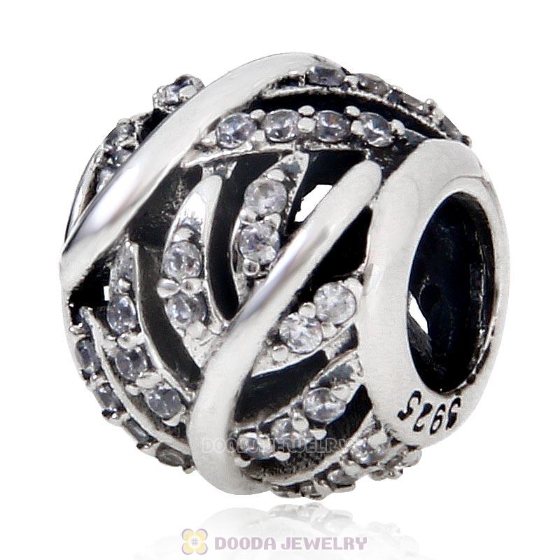 Light as a Feather Charm 925 Sterling Silver Zircon Stone Bead