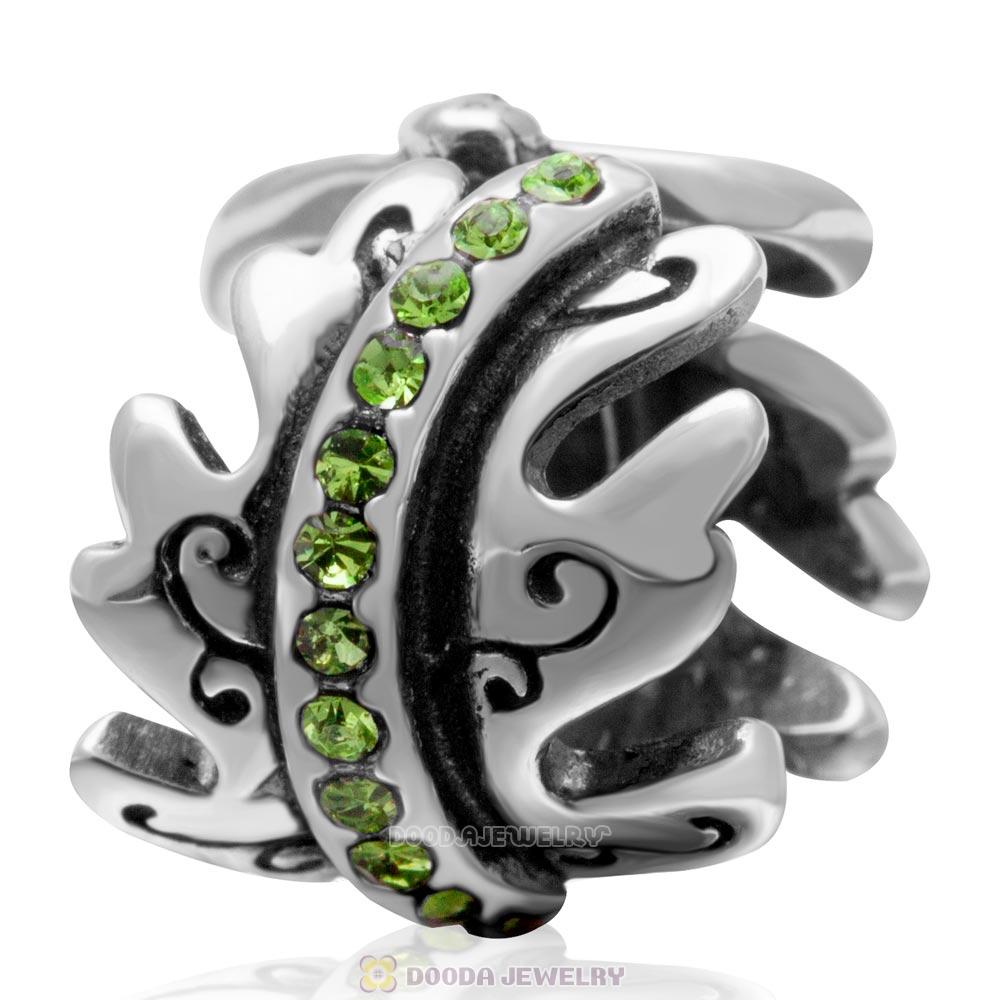 925 Sterling Silver Peridot Crystal Spacer Charm Bead