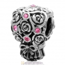 925 Sterling Silver Wedding Bouquet Bead Rose Crystal Charm