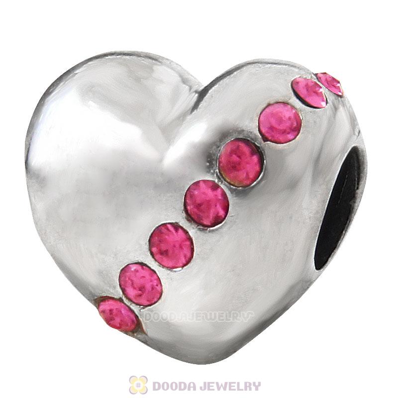 925 Sterling Silver Rose Crystal Sister Heart Love Bead