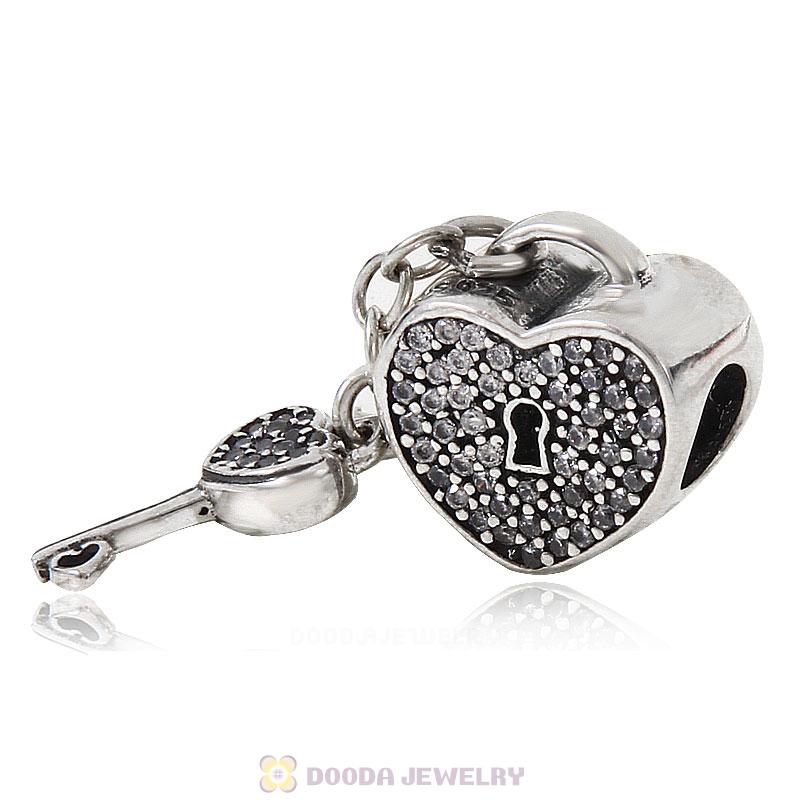 Sterling Silver Locks of Love Charm with Clear CZ Stone