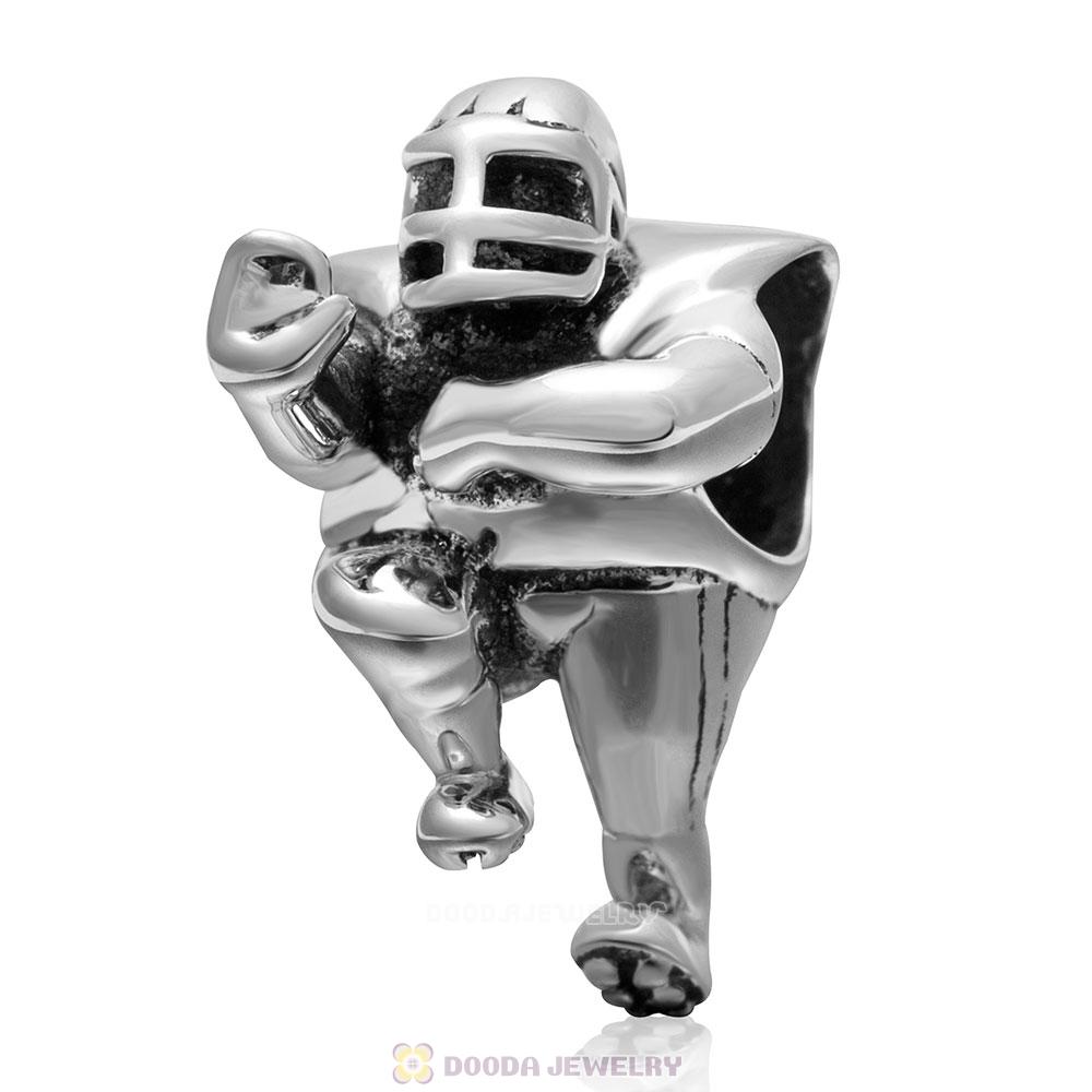 925 Sterling Silver No 1 Rugby Player Sport Charm Bead