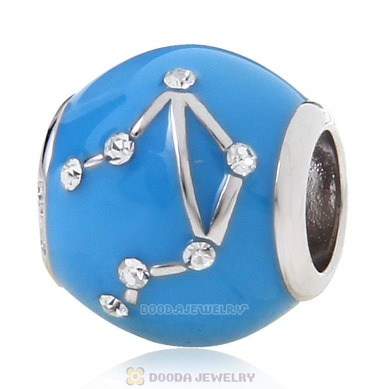 925 Sterling Silver Enamel Charm Zodiac Sign Libra Bead 