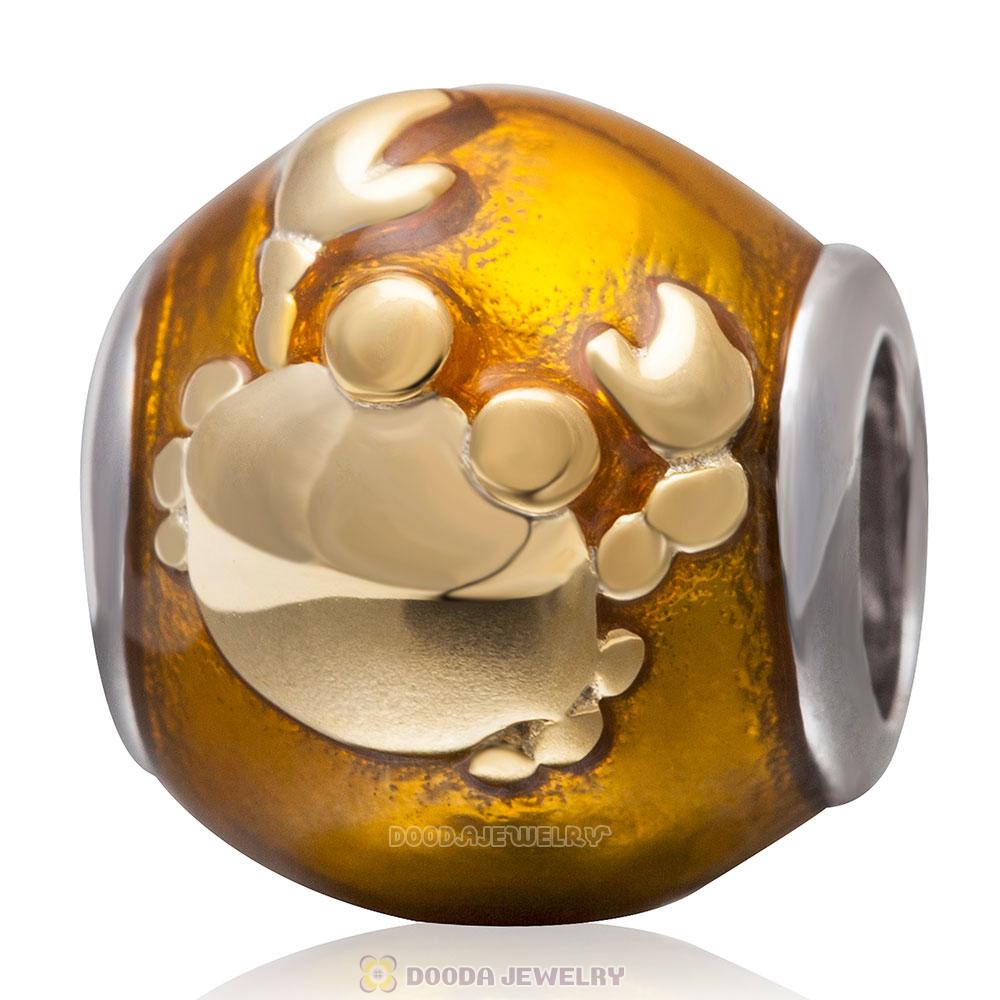 925 Sterling Silver Enamel Charm Zodiac Sign Cancer Bead 
