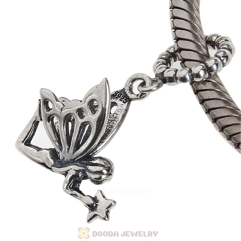 925 Sterling Silver Fairy Holding Star Charm