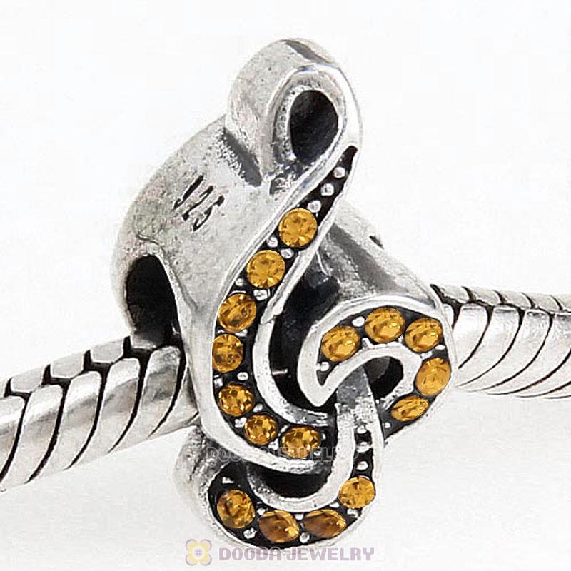Sterling Silver Sweet Music Beads with Topaz Austrian Crystal