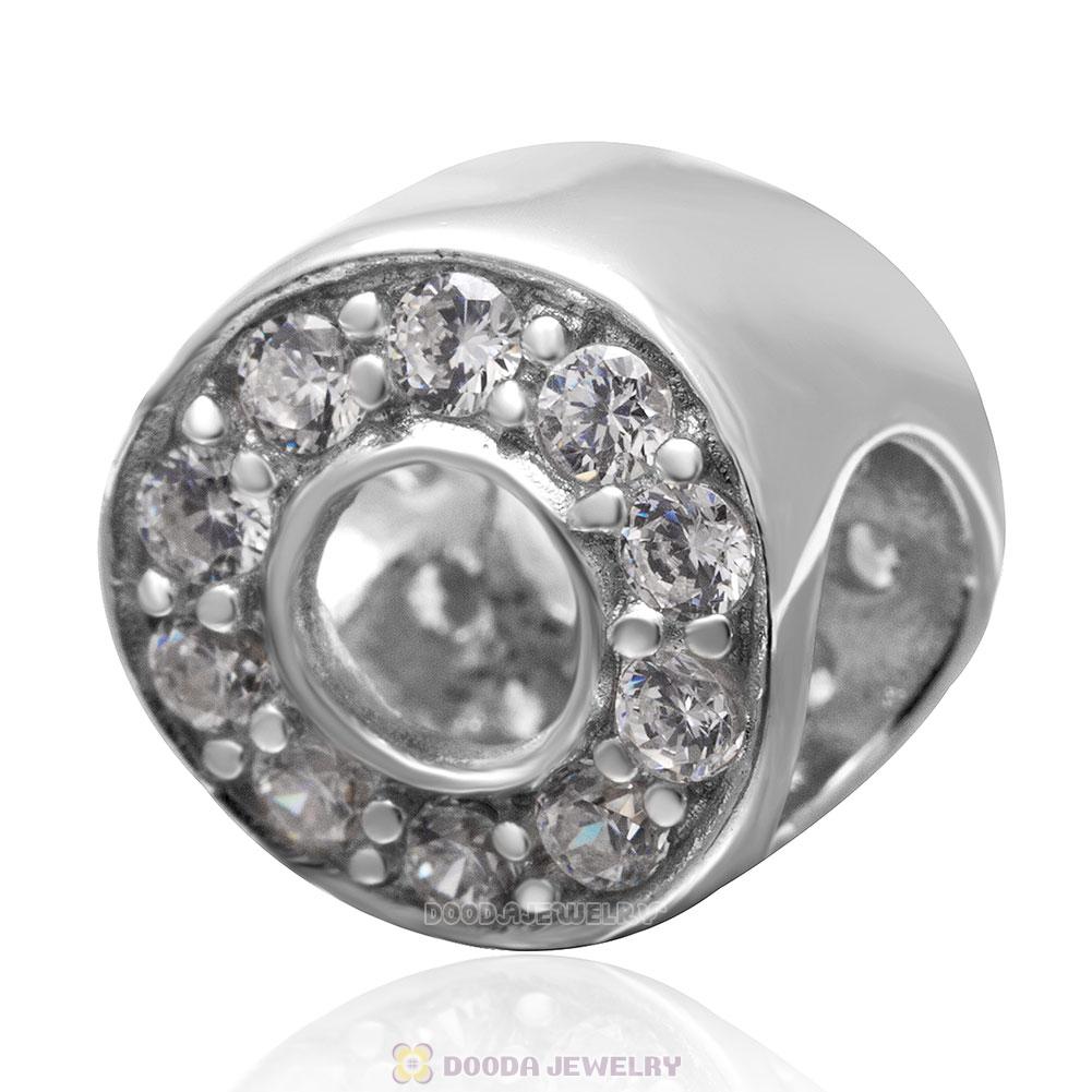 925 Sterling Silver Clear CZ April Birthstone Bead