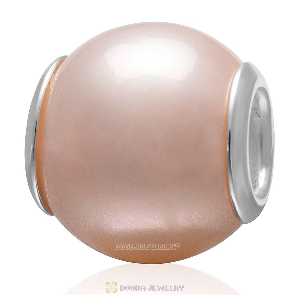Popular 925 Sterling Silver Core Nature Pink Shell Pearl Bead 