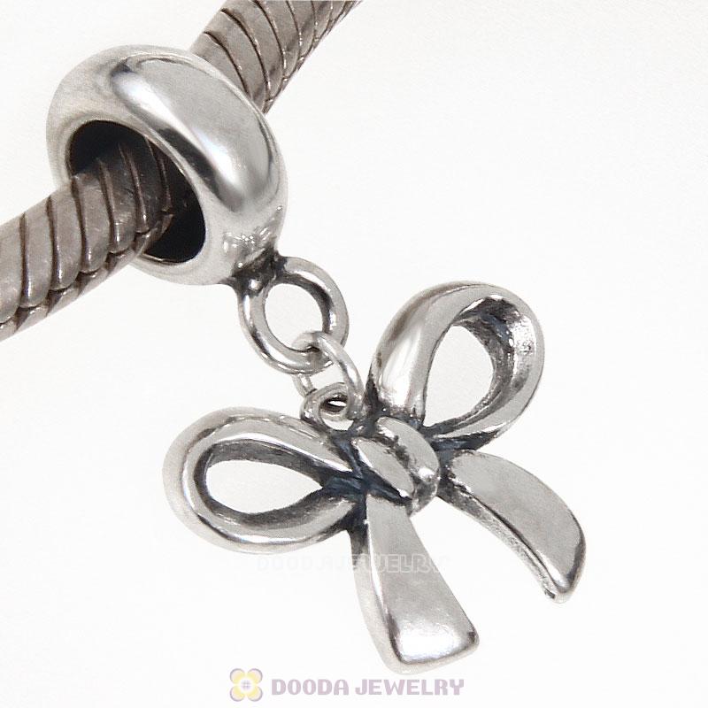 925 Sterling Silver Lucky Ribbon Bow Charm Pendant