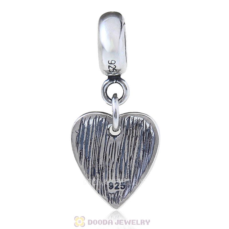 925 Sterling Silver Faith on Love Heart Charm Pendant