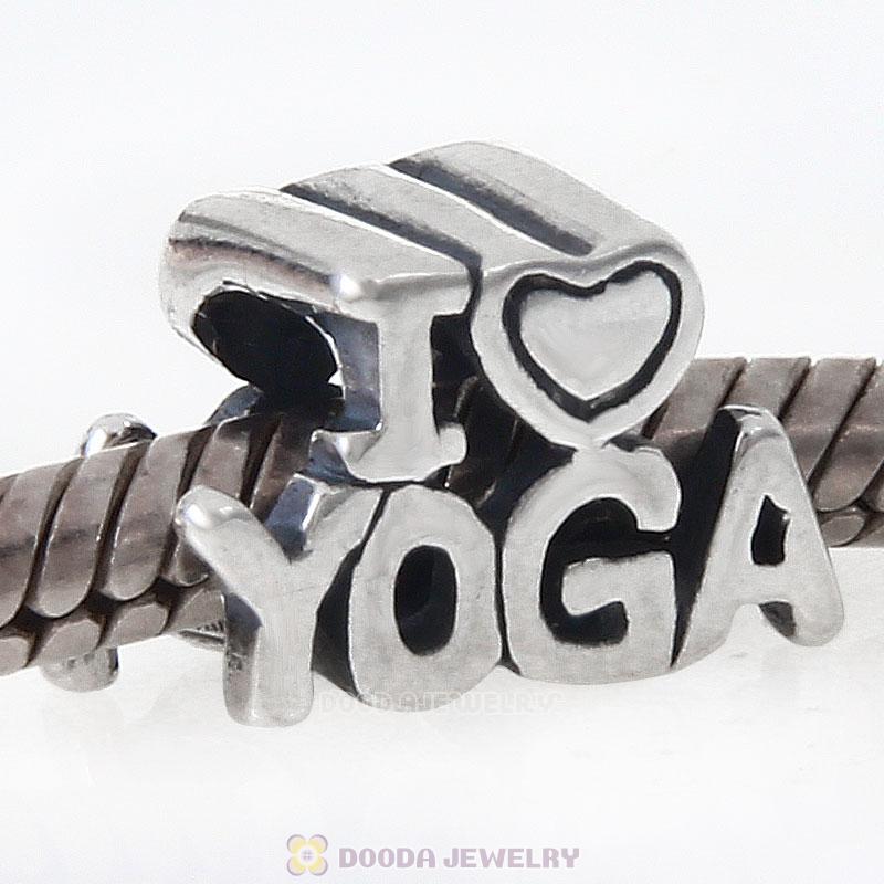 925 Sterling Silver I Love Yoga Meditation Exercise European Bead