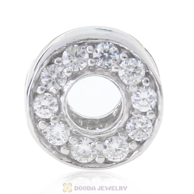 925 Sterling Silver Clear CZ April Birthstone Bead