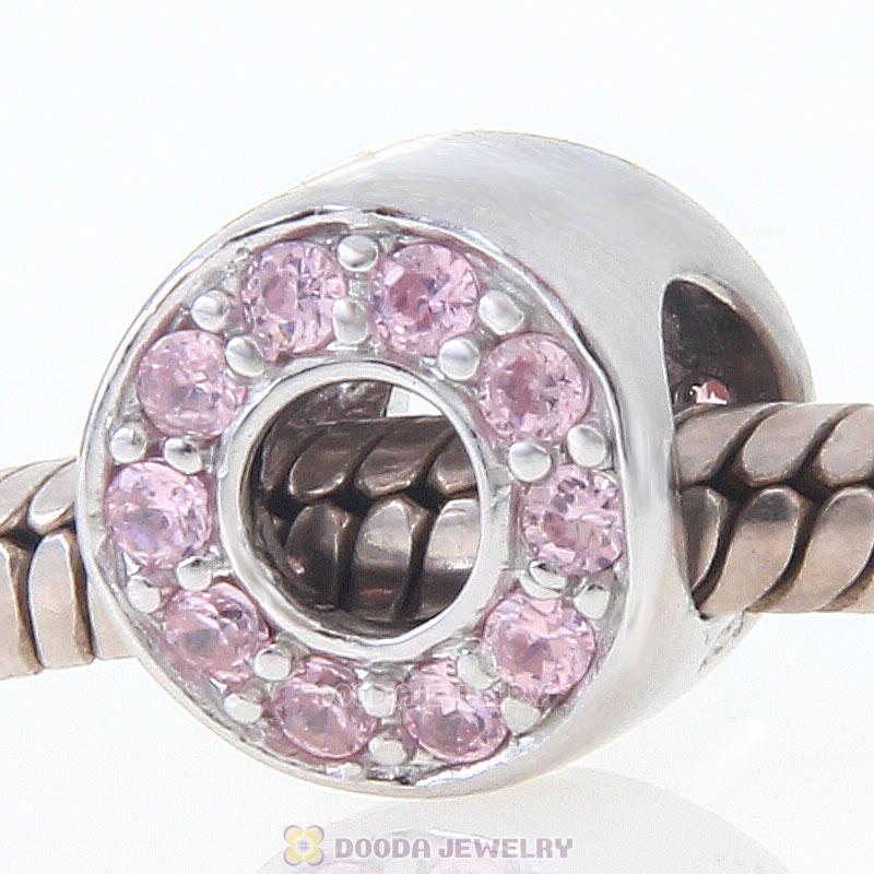 925 Sterling Silver Pink CZ October Birthstone Bead