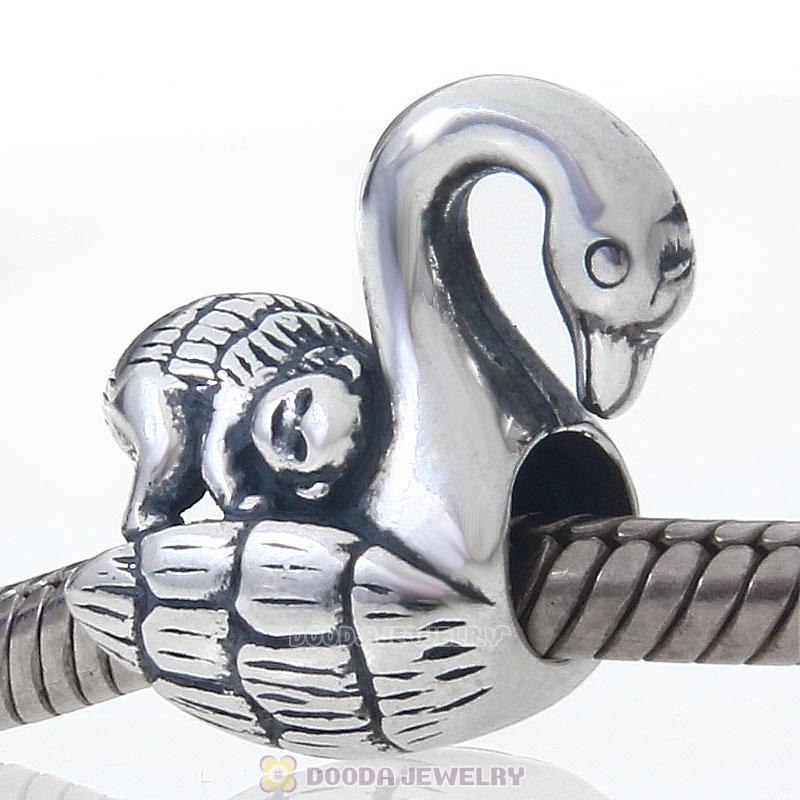 925 Sterling Silver Monkey Swan Bird Ride Bead Charm