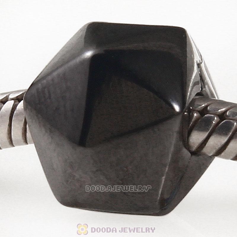 925 Sterling Silver European Rock Star Clip Bead Gun Black