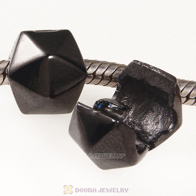 925 Sterling Silver European Rock Star Clip Bead Gun Black