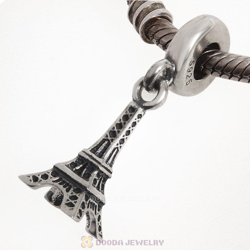 925 Sterling Silver Paris Eiffel Tower Dangle Charm Pendant