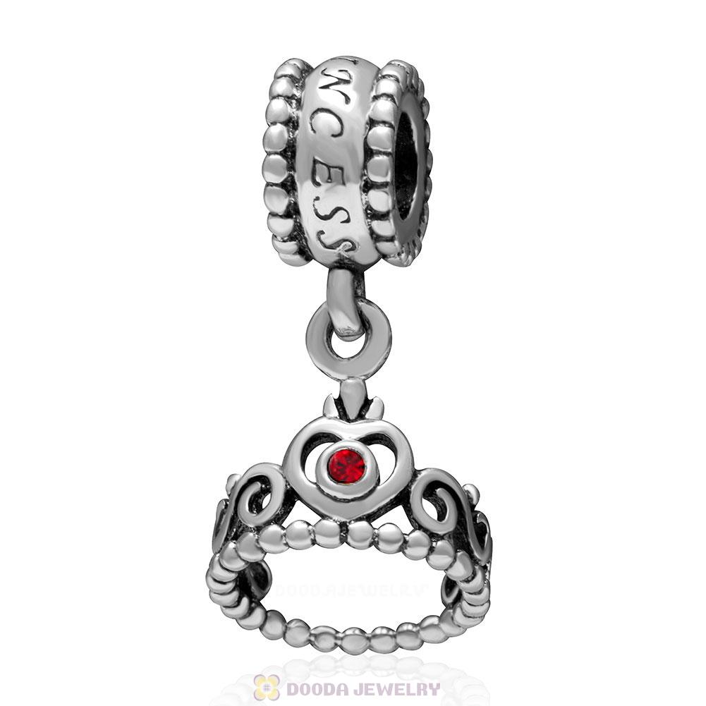 European Sterling Silver My Princess Dangle With Siam Austrian Crystal