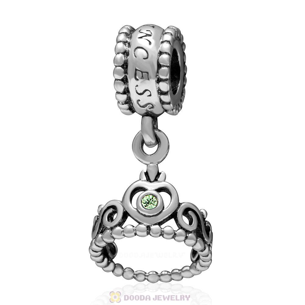 European Sterling Silver My Princess Dangle With Peridot Austrian Crystal