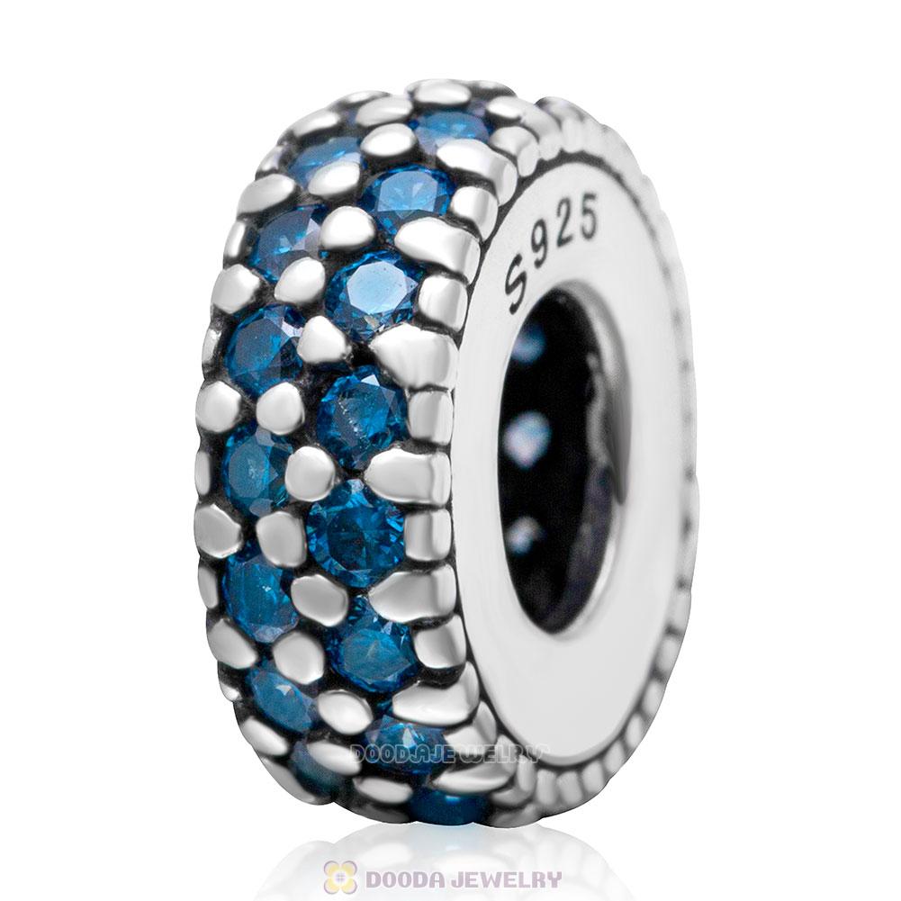 925 Sterling Silver Inspiration Within with Aquamarine CZ Spacer Bead