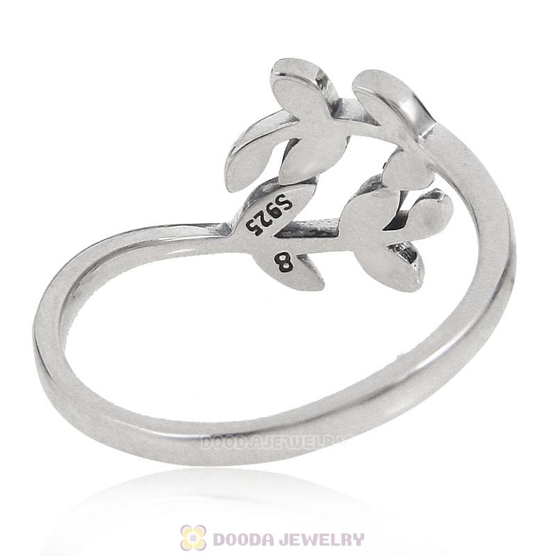European 925 Sterling Silver Leaves Ring Wholesale