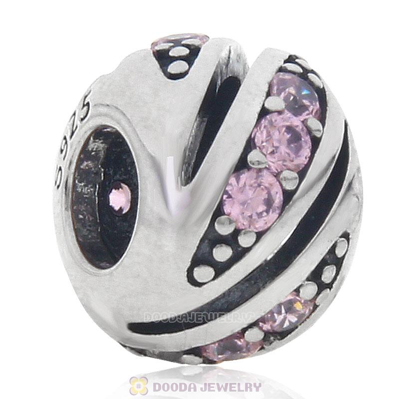 925 Sterling Silver Pink Cubic Zirconia Bead