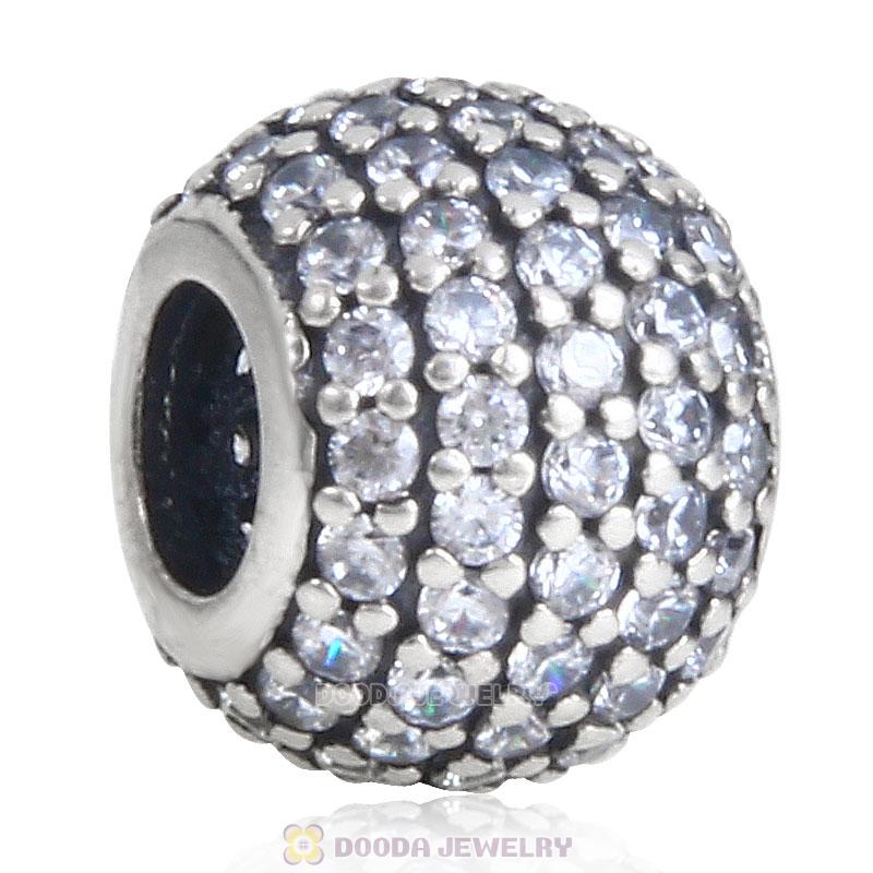 925 Sterling Silver Clear Pave Lights with Clear CZ Bead