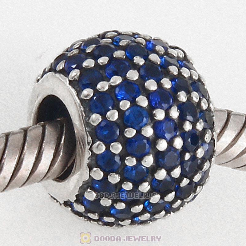925 Sterling Silver Blue Pave Lights with Sapphire CZ Bead