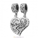 Mother Daughter Separate Heart 925 Sterling Silver Dangle Charms